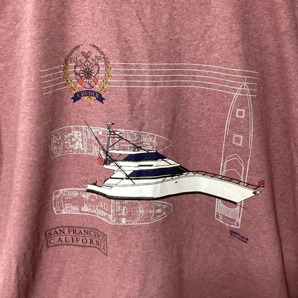 Vintage Techstyles T-Shirt J. A. Nantker San Francisco Yacht Graphic Cal Cru